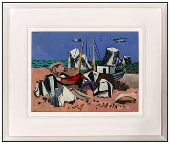 Vaclav Vytlacil Original Abstract Seascape Oil Painting Signed Framed Board