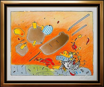 Peter Max Cosmic Daydreaming Original Hand-Signed Vintage Color Silkscreen Pop Art Framed