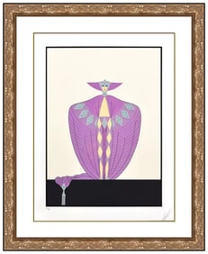 Erte La Somptueuse Original Hand-Signed Embossed Color Serigraph Fashion Framed Art