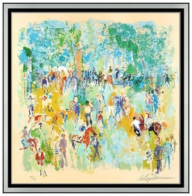 Leroy Neiman Paddock Original Hand-Signed Serigraph Figures Framed Artwork