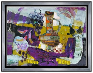 James Coignard Large Original Still Life Oil Painting Signed Framed Canvas