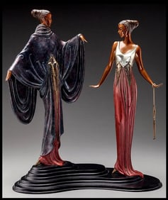 Erte Dreambirds Original Signed Bronze Sculpture $16,000 Romain De Tirtoff Framed Art