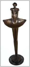 David Pearson Original Ballerina Full-Round Female Figure Bronze Sculpture Signed Art