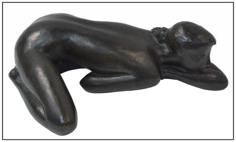 Jacques Coquillay Original Female Figurative Full-Round Bronze Sculpture Signed Art