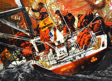 Stephen Holland America's Cup Sailing Giclee on Canvas Signed Nautical Sports Artwork