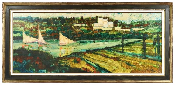 Donald Purdy Original New England River Landscape Oil Painting Signed Framed Board