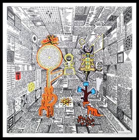 Pedro Friedeberg The Taro News Serigraph Signed Abstract Geometric Text Artwork