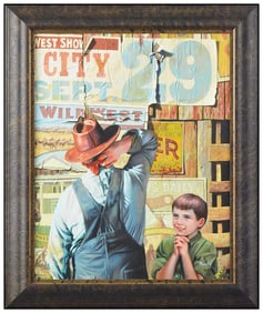 Bob Byerley Please Grandpa Original Hand-Embellished Giclee Signed Rare Framed Canvas