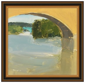 Stuart Shils Original Water Landscape Oil Painting Signed Framed Board