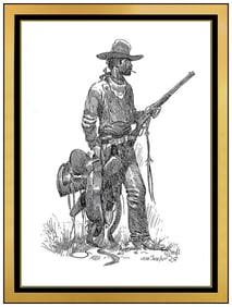 Joe Beeler Original Western Cowboy Illustration Drawing Signed Framed Artwork