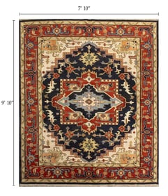 Hand Knotted Persian Serapi Style Wool Rug Multicolor Floral Design 7'10" x 9'10"