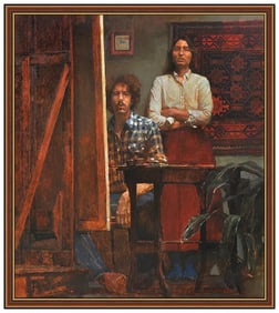 Douglas Ferrin Large Original Portrait Oil Painting Signed Framed Canvas