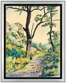 Paul Emile Pissarro Original Landscape Watercolor Painting Signed Framed Art