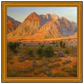 John Cox Large Original Desert Landscape Oil Painting Signed Framed Canvas