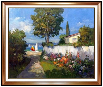 Helmut Beckmann Large Original Landscape Oil Painting Signed Framed Canvas