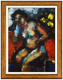 Karl Stark Original Female Portrait Gouache Painting Signed Framed Authentic Art
