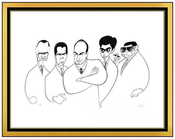 Al Hirschfeld The Sopranos Original Signed Lithograph Caricature Framed Artwork