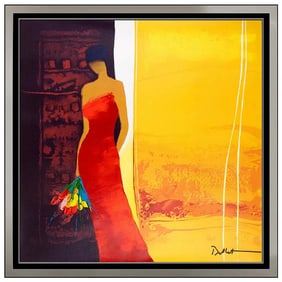 Emile Bellet Ombre Soleil Original Hand-Embellished Giclee Female Portrait Signed Canvas