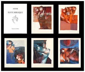 Sunol Alvar Suite Biblique 5 Original Signed Lithographs Figures Framed Art