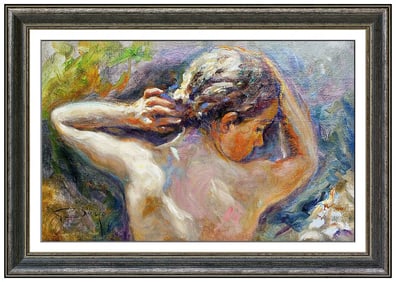 Jose Royo Original Female Portrait Oil Painting Signed Framed Canvas