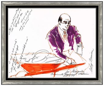 Leroy Neiman Original Figures Portrait Color Ink Drawing Signed Framed Artwork