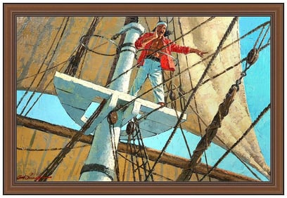 Arthur Sarnoff Large Original Illustration Oil Painting Signed Framed Canvas