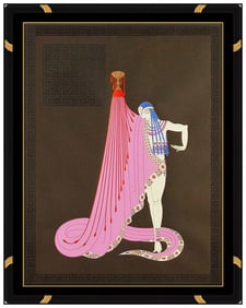 Erte The Slave Original Hand-Signed Large Embossed Serigraph Art Deco Costume Framed