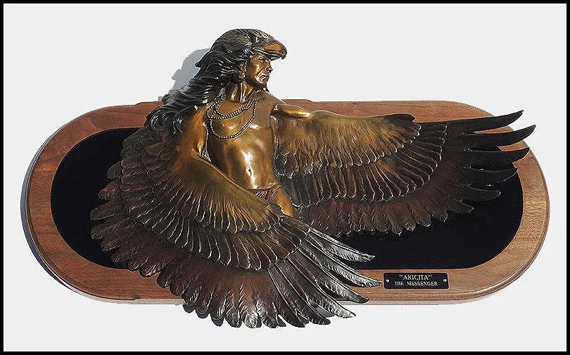 Dan Garrett Akicita Messenger Large Original Signed Bronze Native Sculpture Art (1 of 4)