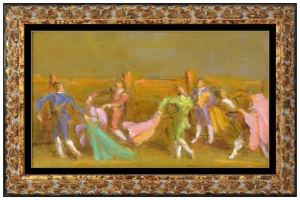Lee Jackson Original Matadors Figurative Oil Painting Signed Framed Board