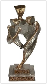 Colbert Collins MCM Concerto Original Signed Figures Bronze Sculpture Framed Art