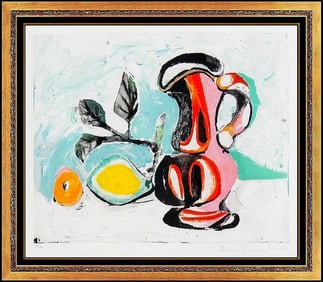 Pablo Picasso Nature Morte Pichet Rose Original Signed Color Lithograph Cubism Framed