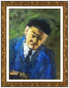 Karl Stark Original Self Portrait Gouache Painting Signed Rare Framed Oil Art