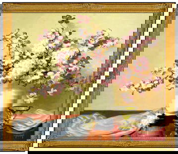 A.D. Greer Original Floral Still Life Oil Painting Signed Framed Canvas: This lot includes:Gallery COA & free domestic shipping (*insurance and international shipping for an additional charge)Artist: A.D. GreerTitle: Still Life with FlowersMedium: Oil Painting On CanvasSiz