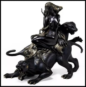 Jiang Tie Feng Bronze Sculpture Mountain Ghost Full Round Signed Large Artwork