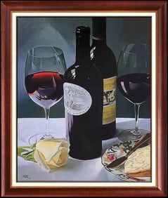 Thomas Stiltz Giclee on Canvas Wine and Stilton Signed Cabernet Art Large