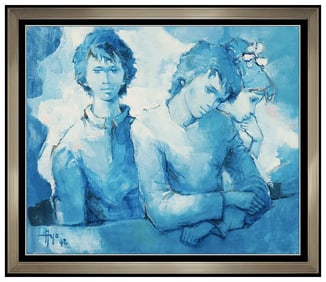 Robert Aillaud Ayo Portrait Oil Painting on Canvas Signed and Framed Artwork