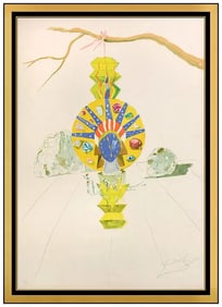 Salvador Dali American Clock Lithograph Hand Signed Surreal Framed Artwork