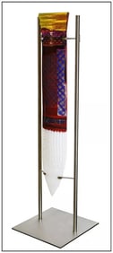 Gerry King Stainless Steel Glass Sculpture Signed Large Modern Vase Artwork