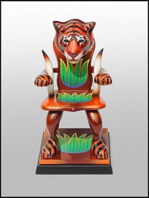 Dan Meyer Tiger Chair Sculpture Hand Signed Modern Painted Original Artwork