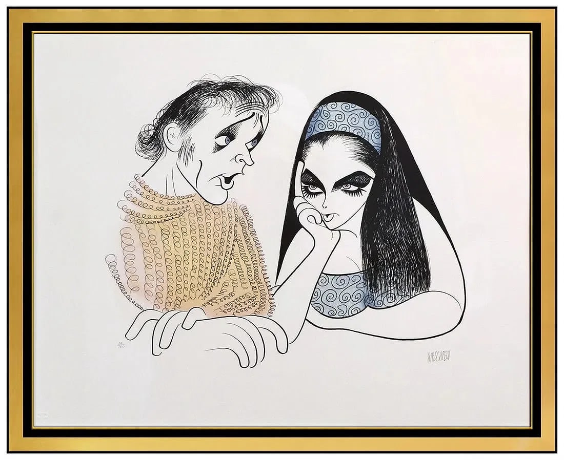 Al Hirschfeld Lithograph Mr and Mrs Richard Burton Signed Caricature Artwork (1 of 5)