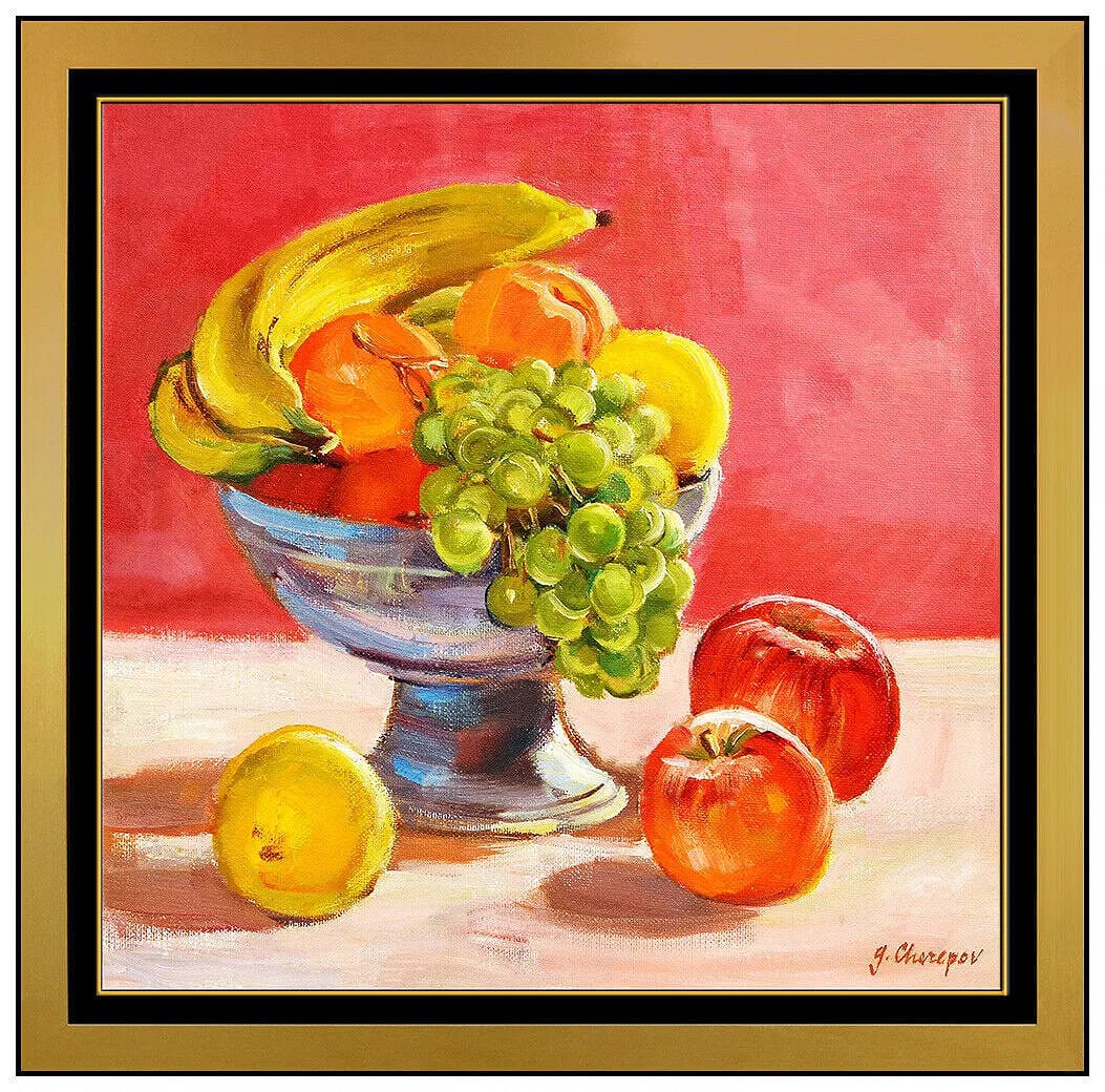 George Cherepov Still Life Fruit Oil Painting on Canvas Signed Original Artwork (1 of 4)