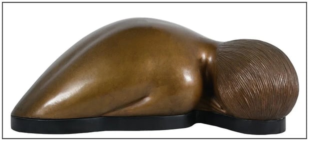 Hugo Robus Quiet Form Bronze Sculpture Original Signed Female Figurative Artwork
