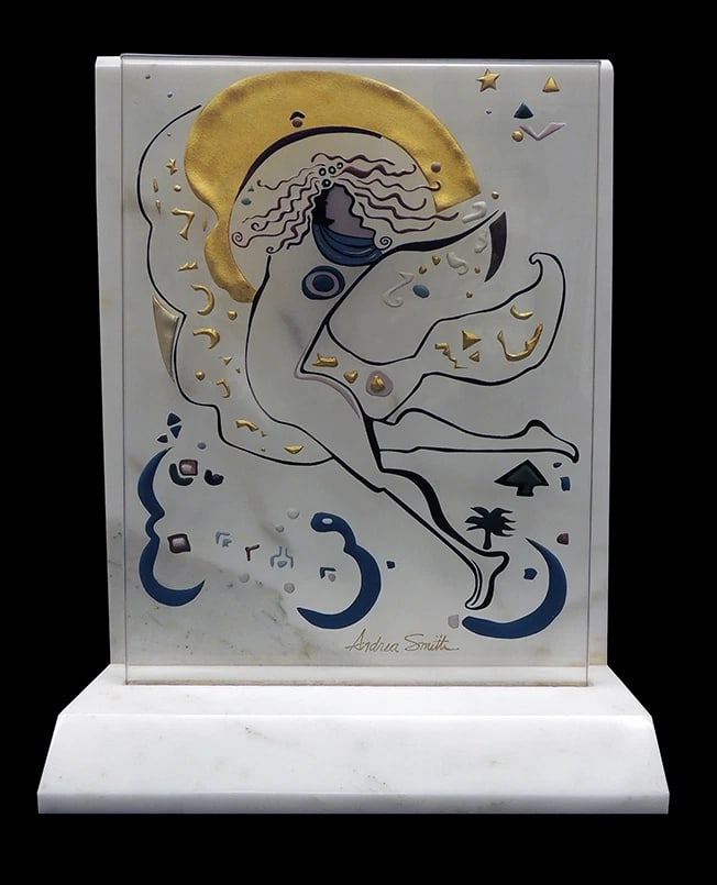 Andrea Smith Original Acrylic Painting Sculpture Signed Marble Glass Artwork (1 of 3)