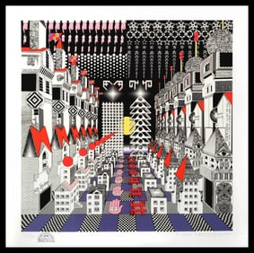Pedro Friedeberg La Nariz de Cleopatra Serigraph Abstract Cityscape Signed Artwork