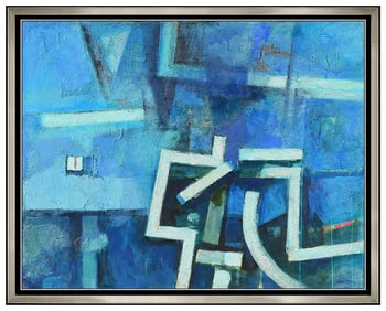 David Pryor Adickes Original Oil Painting Board Large Abstract Signed Artwork