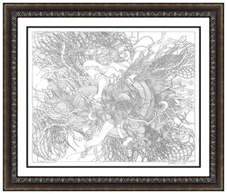 Guillaume Azoulay Original Pen Ink Drawing Paper Signed Framed Figurative Art