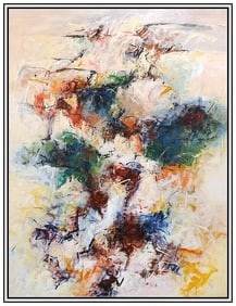 Mary Lou Siefker Original Acrylic Painting Canvas Abstract Signed Large Framed