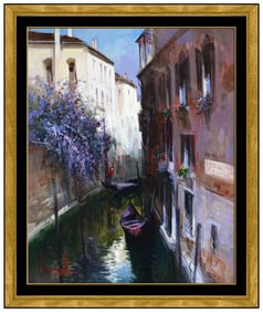 Claudio Simonetti Original Oil Painting Canvas Cityscape Signed Framed Artwork