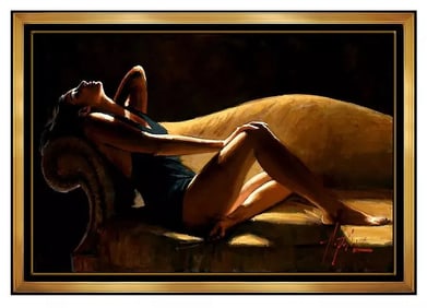 Fabian Perez Large Giclee Canvas Hand Embellished Signed Oil Painting Framed Art