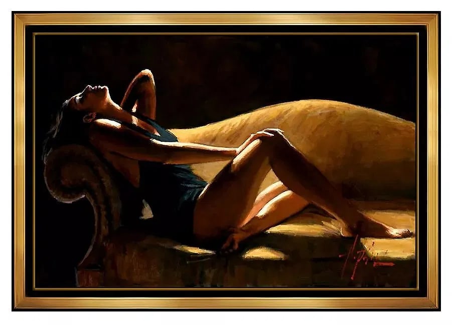 Fabian Perez Large Giclee Canvas Hand Embellished Signed Oil Painting Framed Art (1 of 5)